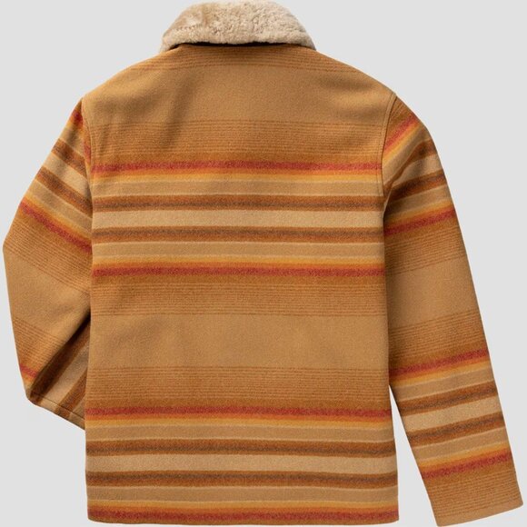 New Mens Pendleton Silverton Shearling Wool Coat Jacket Ralston Stripe XL Sunset - Picture 7 of 7